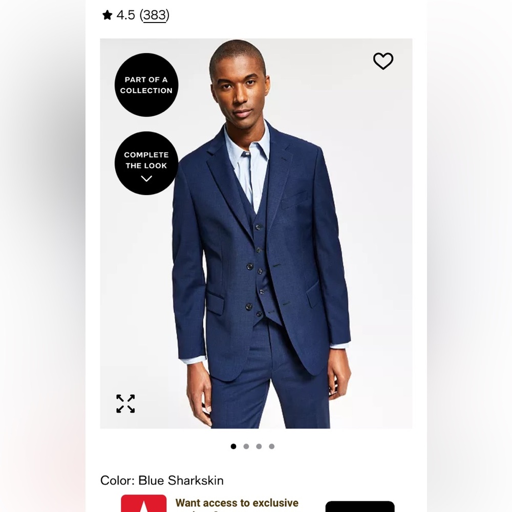 Men's Blue Suit - Classic Three-Piece Macys Tommy Hilfiger